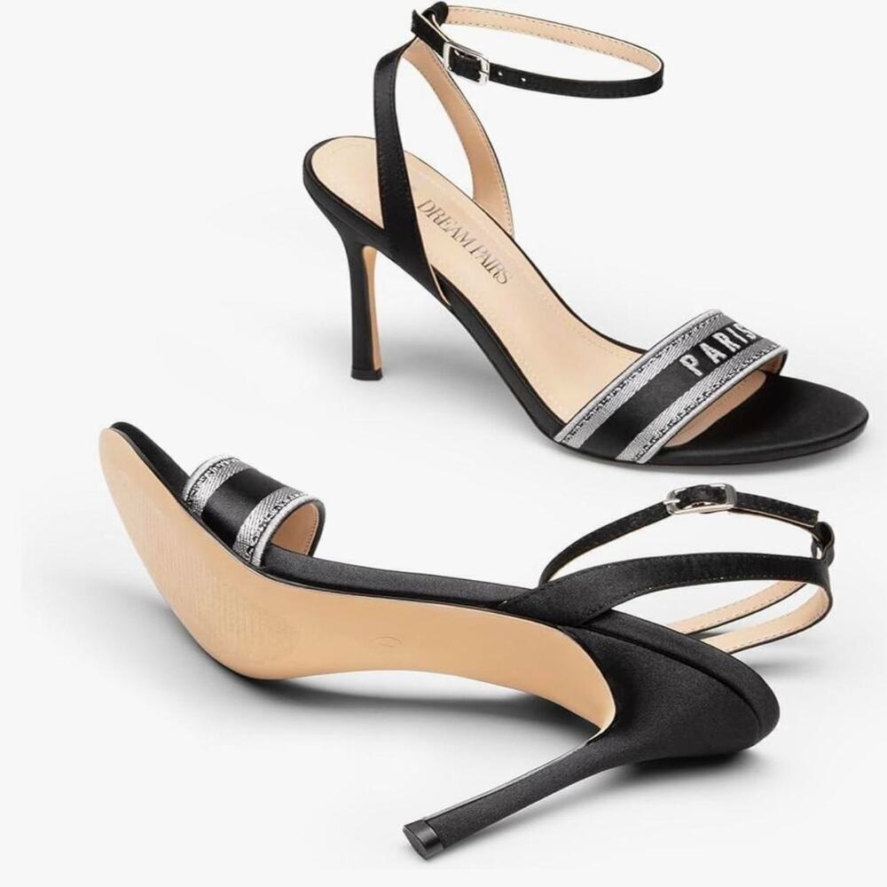 Black and silver parisian sandals